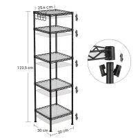 SONGMICS Badregal LGR23BK schwarz 30,0 x 30,0 x 123,5 cm