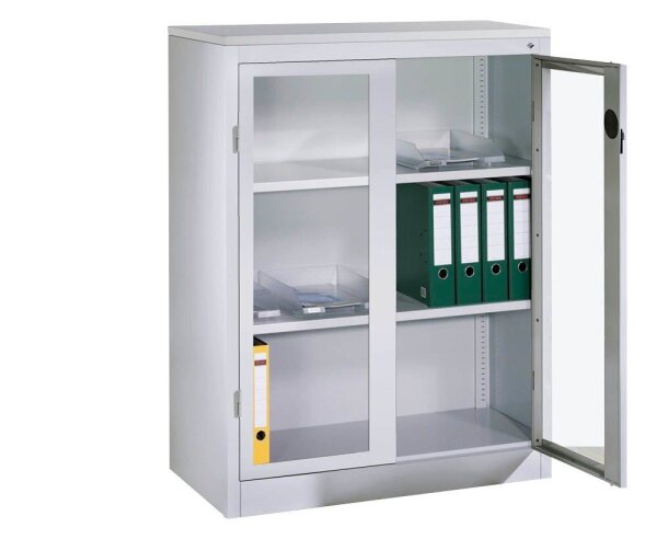 CP Stahlschrank 8531-055 S10179 lichtgrau, Acrylglas 2 Fachböden 120,0 x 50,0 x 120,0 cm, aufgebaut, 1 St.
