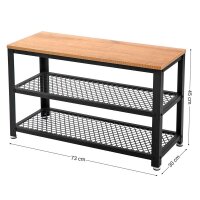 VASAGLE Schuhbank LBS073N01 hellbraun, schwarz Holz 73,0 cm