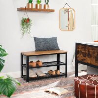 VASAGLE Schuhbank LBS073N01 hellbraun, schwarz Holz 73,0 cm