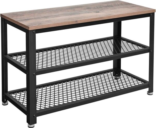 VASAGLE Schuhbank LBS73MB grau, schwarz Holz 73,0 cm