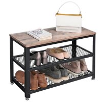 VASAGLE Schuhbank LBS73MB grau, schwarz Holz 73,0 cm