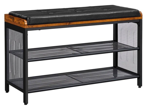 VASAGLE Schuhbank LBS75X braun, schwarz Holz 80,0 cm