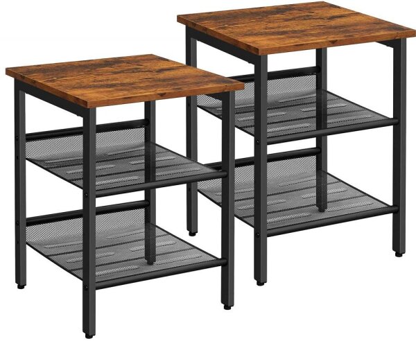 SONGMICS Beistelltische-Set rechteckig MDF-Platte braun, 2 St.