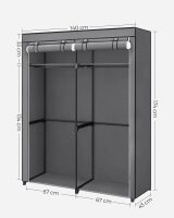 SONGMICS Stoffschrank, RYG02GY grau 140,0 x 43,0 x 174,0...