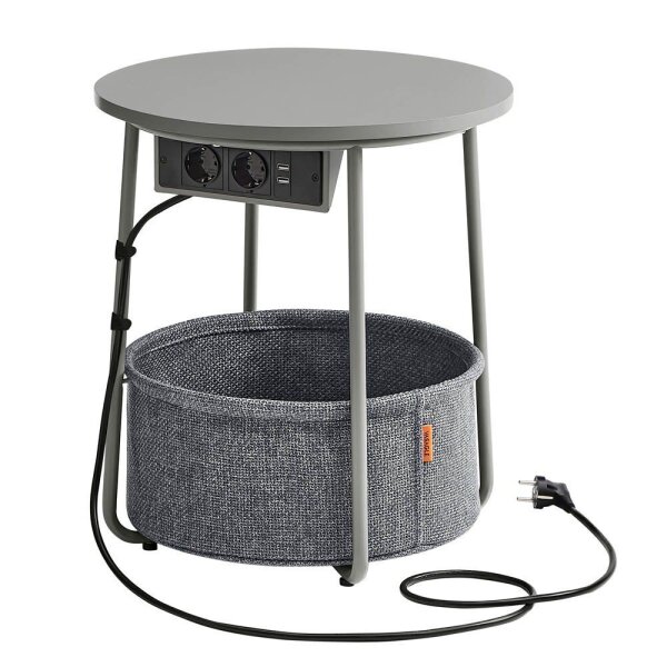 VASAGLE Beistelltisch rund Spanplatte grau 45,0 x 45,0 x 50,0 cm, 1 St.