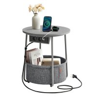 VASAGLE Beistelltisch rund Spanplatte grau 45,0 x 45,0 x...
