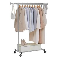 SONGMICS Rollgarderobe grau Metall 92,0 - 132,0 x 160,0...