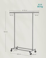 SONGMICS Rollgarderobe grau Metall 92,0 - 132,0 x 160,0...