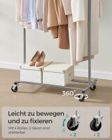SONGMICS Rollgarderobe grau Metall 92,0 - 132,0 x 160,0 cm, 1 St.