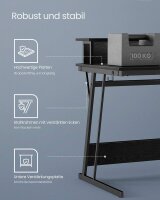 VASAGLE Gaming Schreibtisch schwarz rechteckig, C-Fuß-Gestell schwarz 120,0 x 60,0 cm