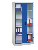 CP Stahlschrank 8920-055 S10118 lichtgrau, lichtblau, Acrylglas 4 Fachböden 93,0 x 40,0 x 195,0 cm, aufgebaut, 1 St.