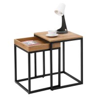 VASAGLE Beistelltische-Set rechteckig Spanplatte braun, 2...