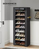 SONGMICS Stoffschrank, RXJ10H01 schwarz 58,0 x 28,0 x 160,0 cm, 1 St.