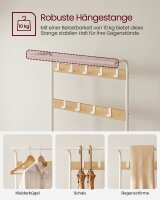 VASAGLE Garderobenbank mit Haken und Schuhrost HSR40W weiß Holz 72,0 cm
