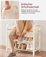 VASAGLE Garderobenbank mit Haken und Schuhrost HSR40W weiß Holz 72,0 cm
