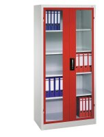 CP Stahlschrank 8920-055 S10153 lichtgrau, rubinrot, Acrylglas 4 Fachböden 93,0 x 40,0 x 195,0 cm, aufgebaut, 1 St.