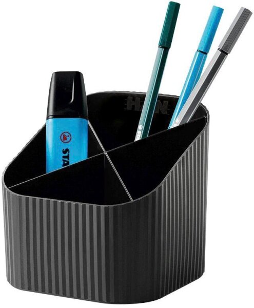 HAN Stiftehalter Re-X-LOOP schwarz Polypropylen 4 Fächer 11,1 x 12,1 x 10,6 cm