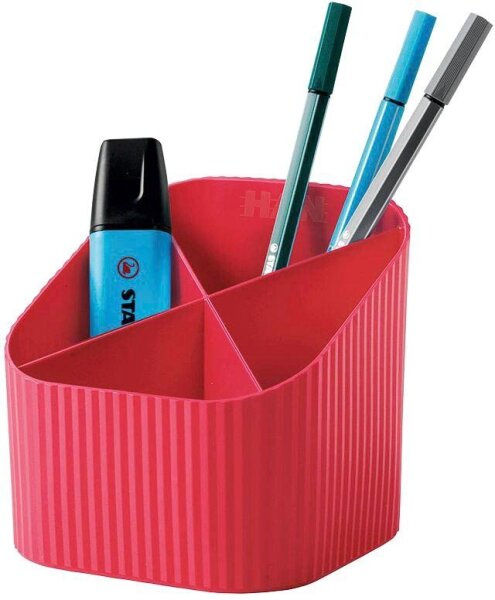HAN Stiftehalter Re-X-LOOP rot Polypropylen 4 Fächer 11,1 x 12,1 x 10,6 cm