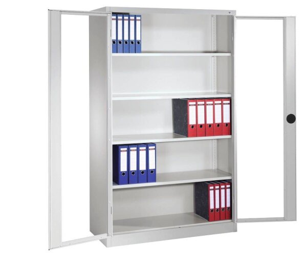 CP Stahlschrank 8930-055 S10098 lichtgrau, Acrylglas 4 Fachböden 120,0 x 40,0 x 195,0 cm, aufgebaut, 1 St.