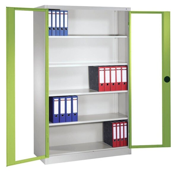 CP Stahlschrank 8930-055 S10100 Acrylglas, clowngrün, lichtgrau 4 Fachböden 120,0 x 40,0 x 195,0 cm, aufgebaut, 1 St.
