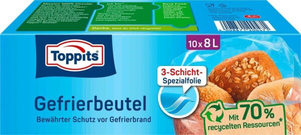 Toppits Gefrierbeutel 8,0 l, 10 St.