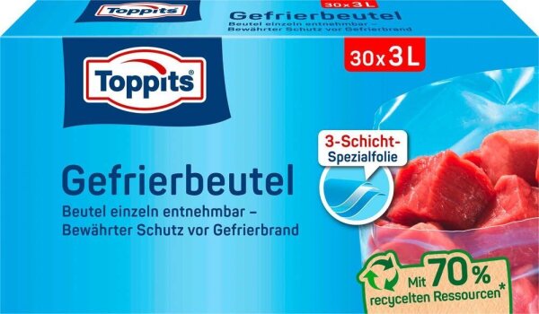 Toppits Gefrierbeutel 3,0 l, 30 St.