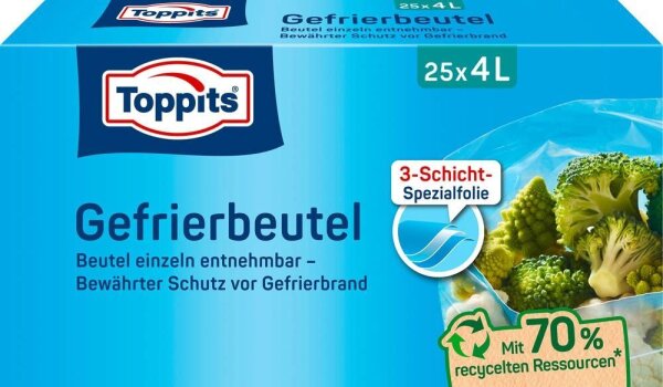 Toppits Gefrierbeutel 4,0 l, 25 St.