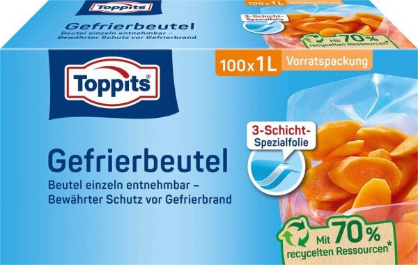 Toppits Gefrierbeutel 1,0 l, 100 St.