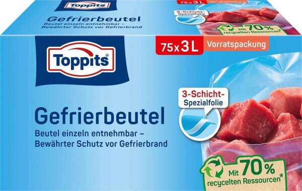 Toppits Gefrierbeutel 3,0 l, 75 St.