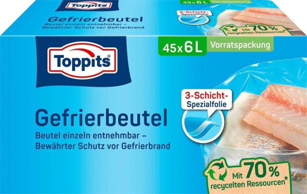Toppits Gefrierbeutel 6,0 l, 45 St.