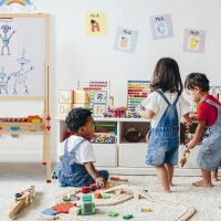 relaxdays Kindertafel 59,0 x 59,0 cm weiß/grün