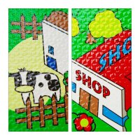 relaxdays Spielmatte Straße grün/bunt 90,0 x 90,0 cm  ( 10031432_0 )