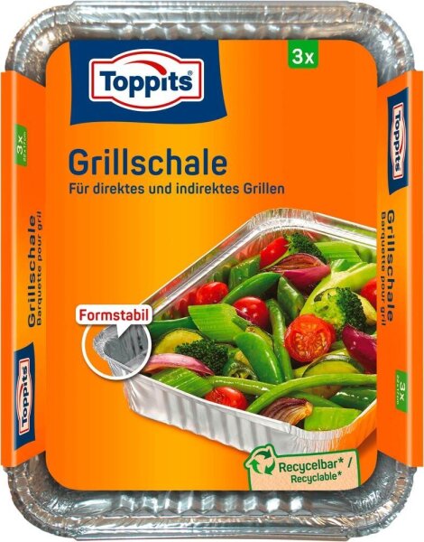 Toppits Aluschalen Grillschale silber 17,0 x 22,0 cm, 3 St.