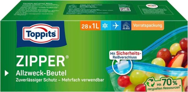 Toppits Gefrierbeutel ZIPPER 1,0 l, 28 St.