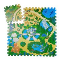 relaxdays Spielmatte Dinosaurier grün/bunt 90,0 x...