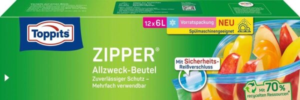 Toppits Gefrierbeutel ZIPPER 6,0 l, 12 St.