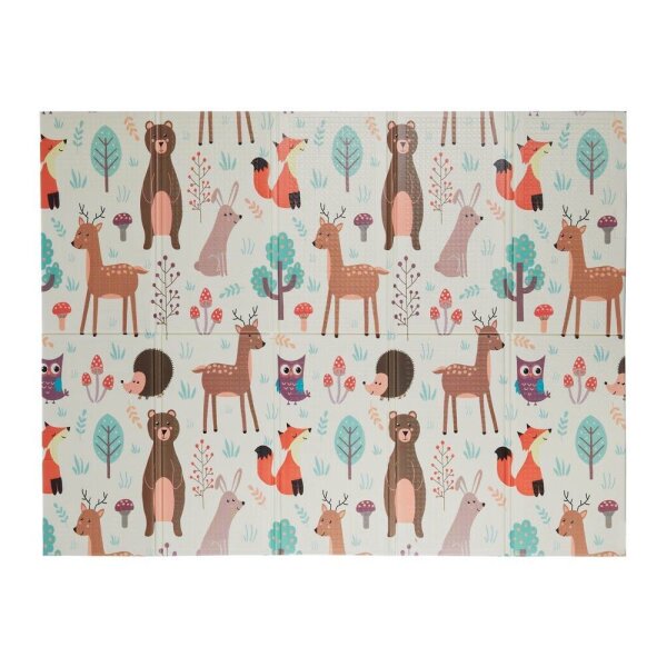 relaxdays Spielmatte Waldtiere weiß/bunt 195,0 x 150,0 cm