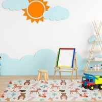 relaxdays Spielmatte Waldtiere weiß/bunt 195,0 x 150,0 cm
