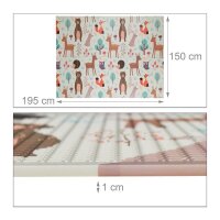 relaxdays Spielmatte Waldtiere weiß/bunt 195,0 x 150,0 cm