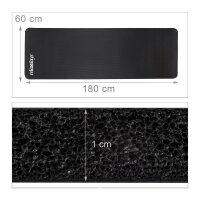 relaxdays Yogamatte schwarz 60,0 x 180,0 x 1,0 cm