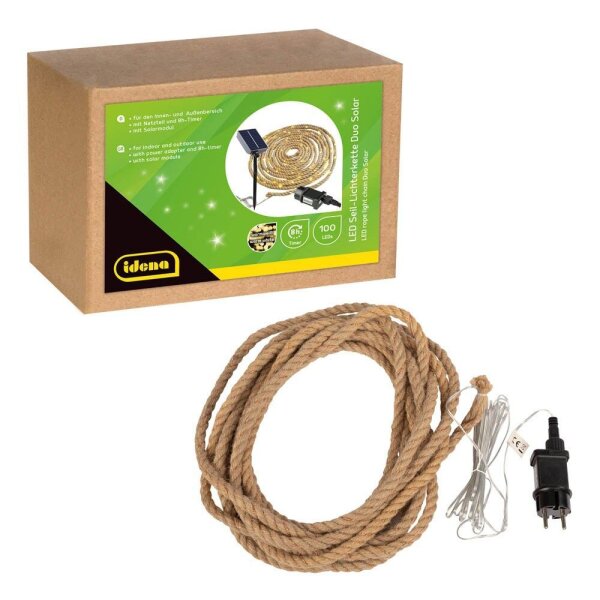Idena 100er Seil Solar LED Lichterkette braun 14,0 m, 1 St.