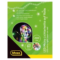 Idena 200er Micro LED Lichterkette grün 22,9 m, 1 St.
