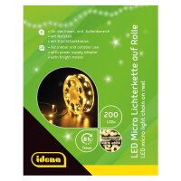 Idena 200er Micro LED Lichterkette grün 22,9 m, 1 St.