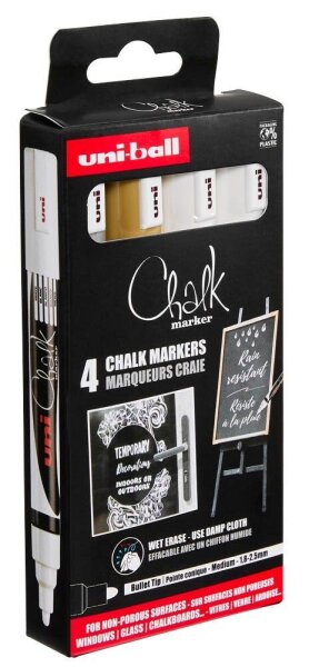 uni-ball Chalk PWE-5M Kreidemarker farbsortiert 1,0 - 2,0 mm, 4 St.