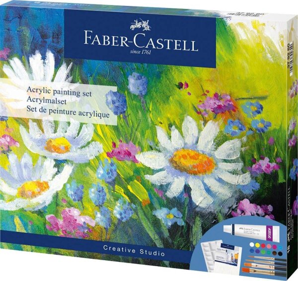 FABER-CASTELL Acryl Bastelfarben-Set farbsortiert, 1 Set