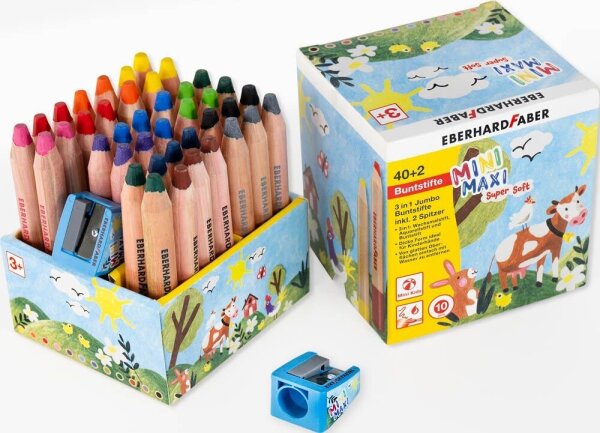 EBERHARD FABER MiniMaxi 3in1 40er Box Buntstifte farbsortiert, 40 St.