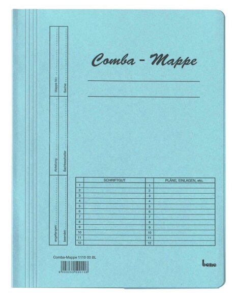 bene Schnellhefter Comba-Mappe Karton blau DIN A4, 5 St.