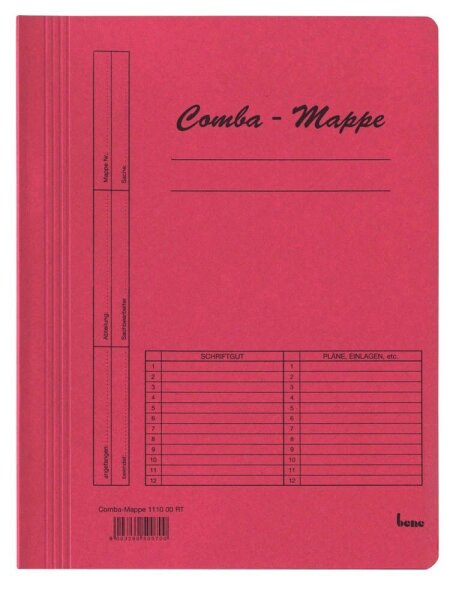 bene Schnellhefter Comba-Mappe Karton rot DIN A4, 5 St.