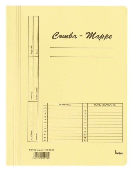 bene Schnellhefter Comba-Mappe Karton gelb DIN A4, 5 St.